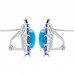 9.71 ct Oval Shaped Turquoise, Tanzanite and Black Diamond Earrings in 14 kt White Gold 9.71 ct Oval Shaped Turquoise, Tanzanite and Black Diamond Earrings in 14 kt White Gold